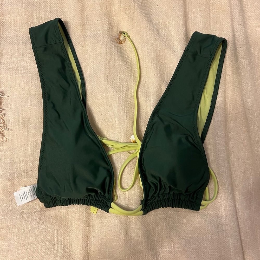 Aerie Dark Green Plunge Tie Bikini Top